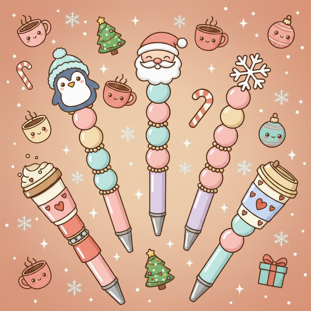 Pink Christmas Pens Pattern